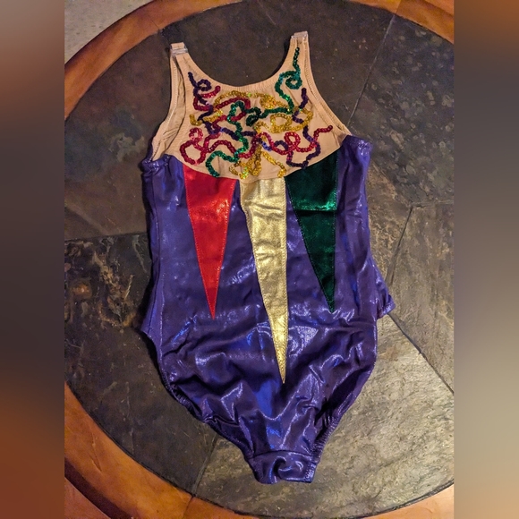 Handcrafted Artistic Swimming Circus Colors One Piece Bathing Suit Size 34/36 - Picture 3 of 9
